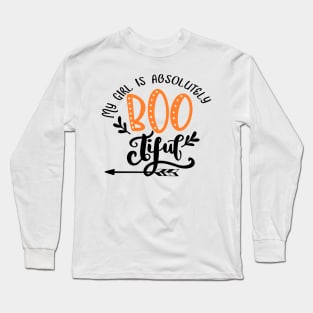 My girl is bootiful, beautiful, halloween , couples shirt,  for him Long Sleeve T-Shirt